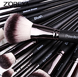 Набір косметичних пензлів для макіяжу очей та обличчя Z'OREYA, 15 штук, в черному кольорі, фото 2