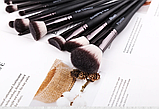 Набір косметичних пензлів для макіяжу очей та обличчя Z'OREYA, 15 штук, в черному кольорі, фото 8