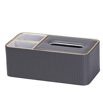 Серветниця на стіл з еко-шкіри з двома відділеннями 27 х 13.5 х 10 см Сірий HPDY9291G