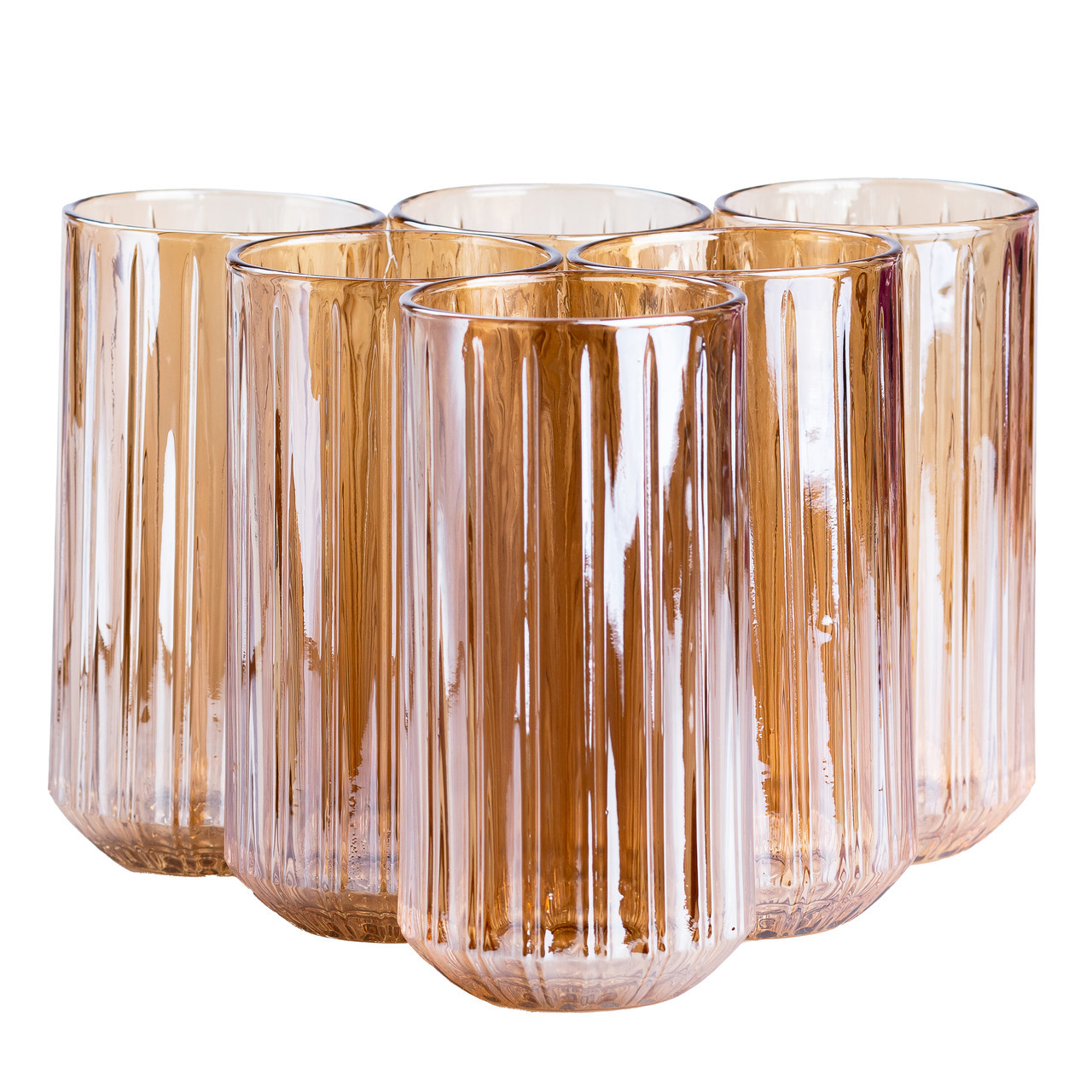 Набір склянок 6 штук по 380 мл скляний коричневий HP525, фото 1