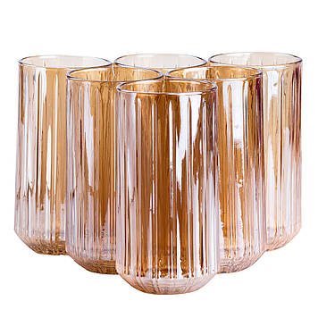 Набір склянок 6 штук по 380 мл скляний коричневий HP525