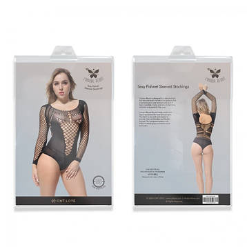 Sexy Fishnet Sleeved Stockings-Black, фото 1