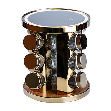 Набір для спецій 12 предметів на круглій підставці з LED-підсвічуванням HP15284