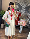 Жіноча лляна сукня вишиванка в довжині міді, фото 3