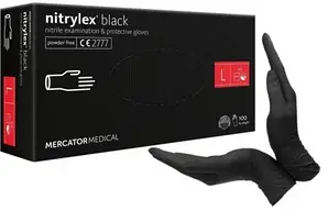 NITRYLEX BLACK Нітрілові рукавиці чорні необачні розмір М 100шт S