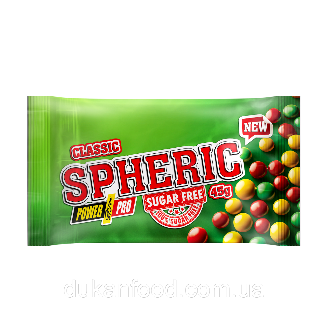 Драже шоколадне без цукру "SPHERIC" класичне, Power Pro, 45 г