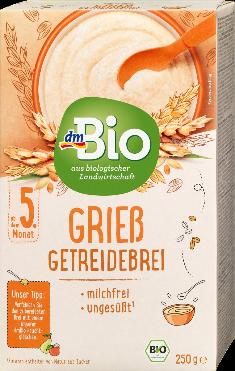 Дитяча манна каша з 5 місяців DM Bio Getreidebrei Grieß, 250 гр, фото 1