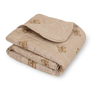 Євролітня ковдра 200х210 см стьобана тонка мікрофібра / холофайбер темно-бежева з малюнком, фото 1