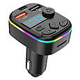 ФМ-модулятор з блютуз C4 (TF Card, Led-підсвітка, MP3 Player Dual USB Type C), фото 2