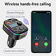 ФМ-модулятор з блютуз C4 (TF Card, Led-підсвітка, MP3 Player Dual USB Type C), фото 3