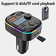 ФМ-модулятор з блютуз C4 (TF Card, Led-підсвітка, MP3 Player Dual USB Type C), фото 4