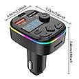 ФМ-модулятор з блютуз C4 (TF Card, Led-підсвітка, MP3 Player Dual USB Type C), фото 7