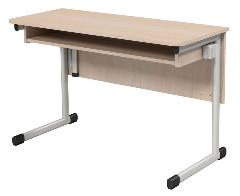 Стіл учнівський 2-місний лабораторний на плоскоовальній трубі з розетками, фото 1