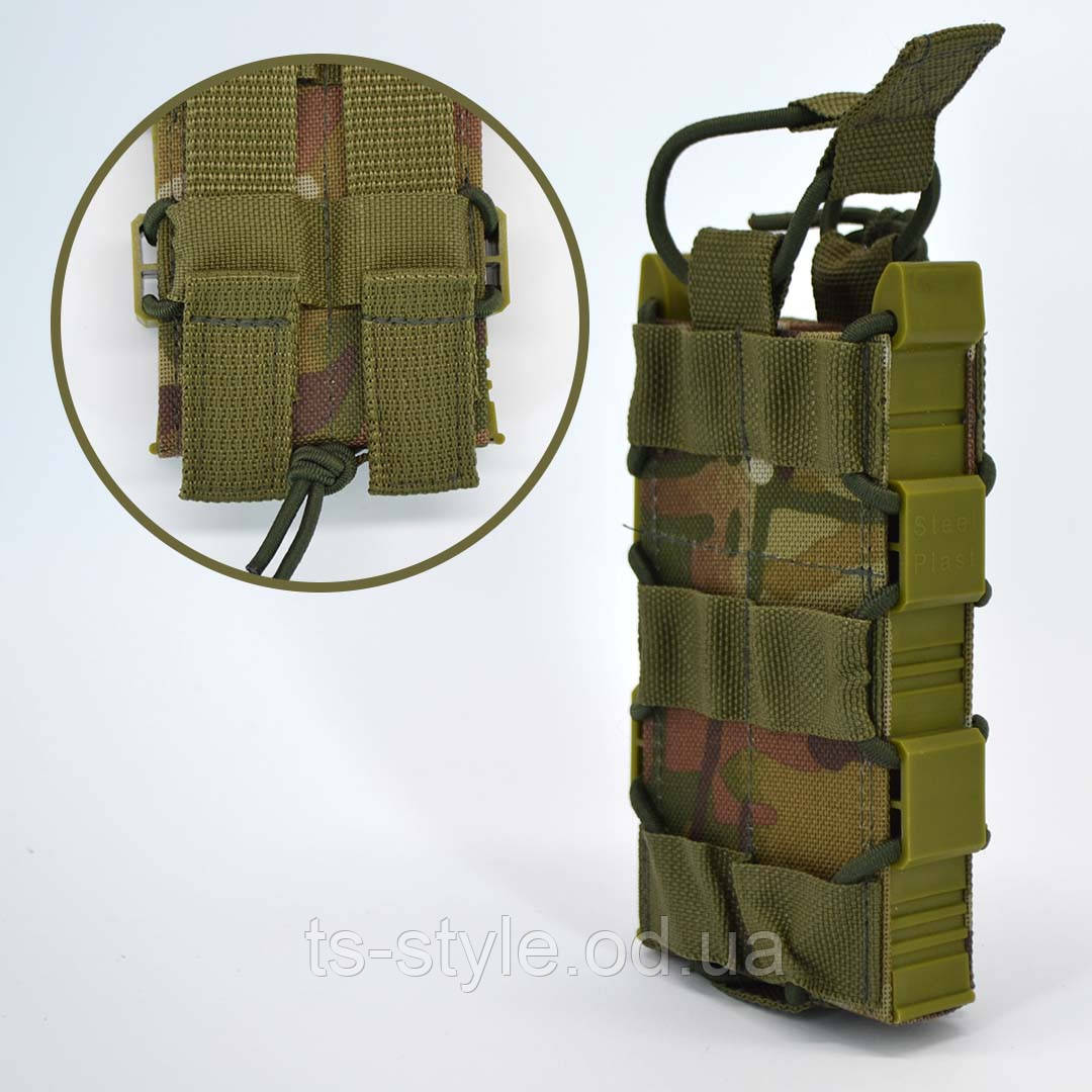 Підсумок одинарний каркасний відкритий для магазину АК в камуфляжі Мультікам