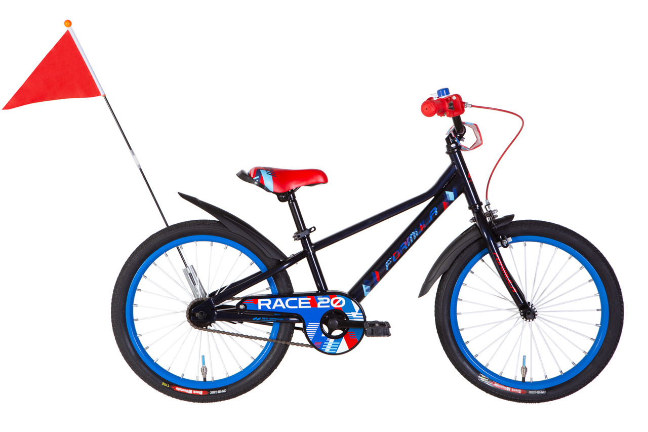 Велосипед сталь 20 Formula RACE гальмівна рама-10" синiй з червоним з крилом Pl 2024, фото 1