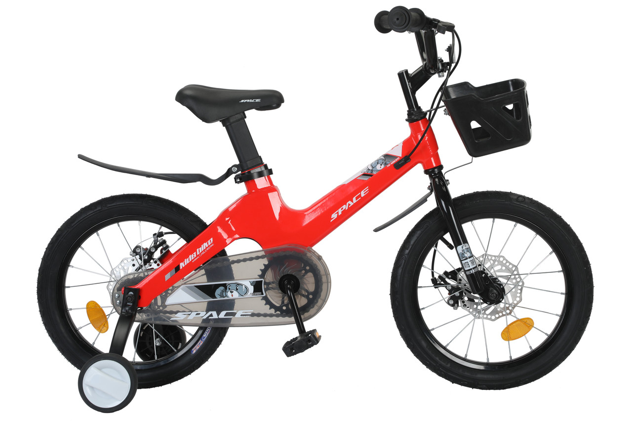 Велосипед Mg 16" SPACE KID MOON DD рама-9" червоний з корзиною Pl з крилом Pl 2024, фото 1
