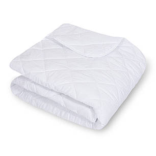 Однотонна літня ковдра двоспальна біла 180х210 стьобана тонка мікрофібра / холофайбер гіпоалергенна, фото 1