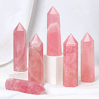 Обеліск Рожевий кварц, стовпчик або олівець з мінералу, вага 40-70 г, висота 7-8 см, натуральний рожевий кварц