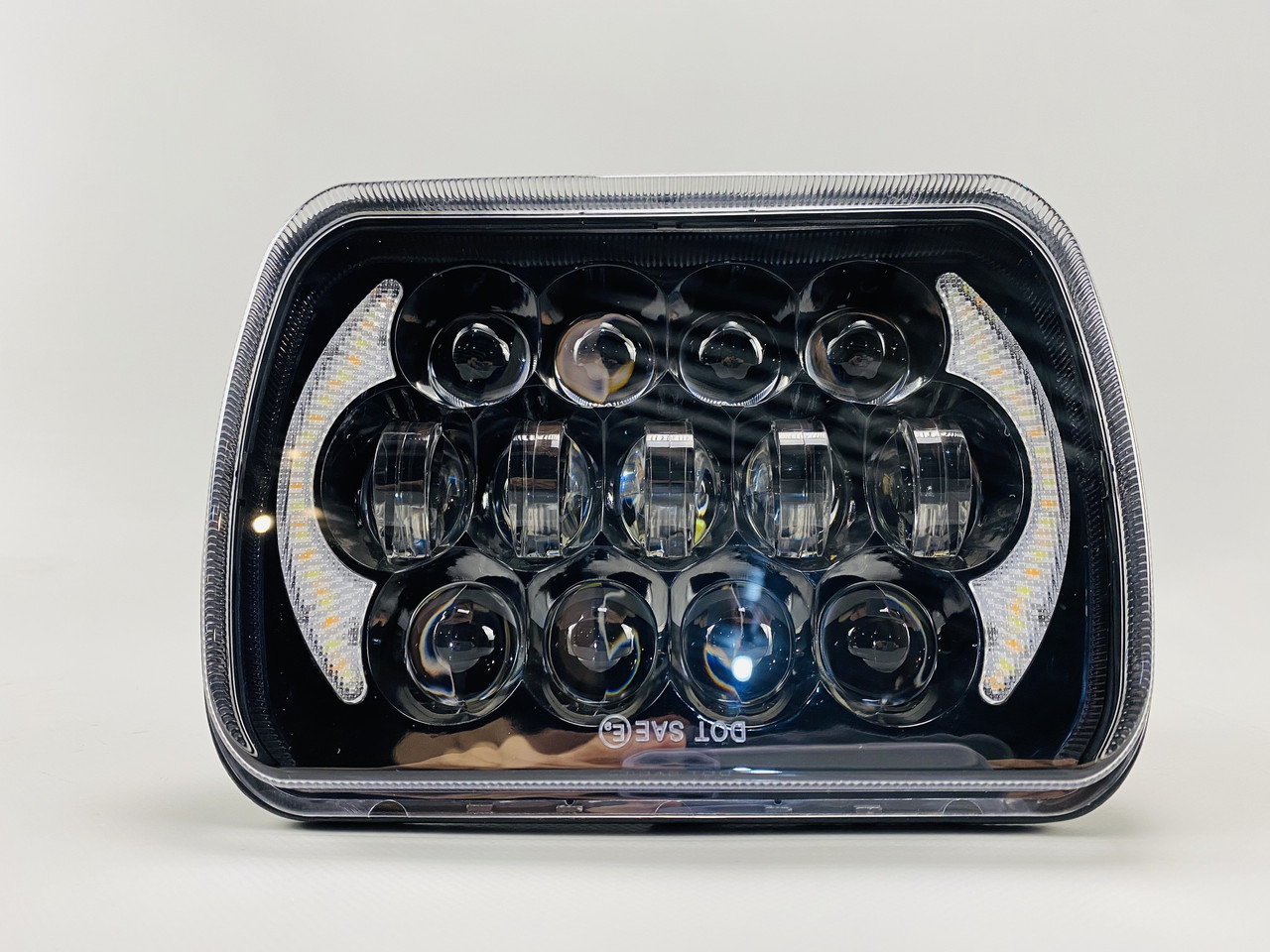 Фара LED прямокутна 95W (елемент оптичний) ближній + дальній + повороти алюмінієвий корпус, фото 1