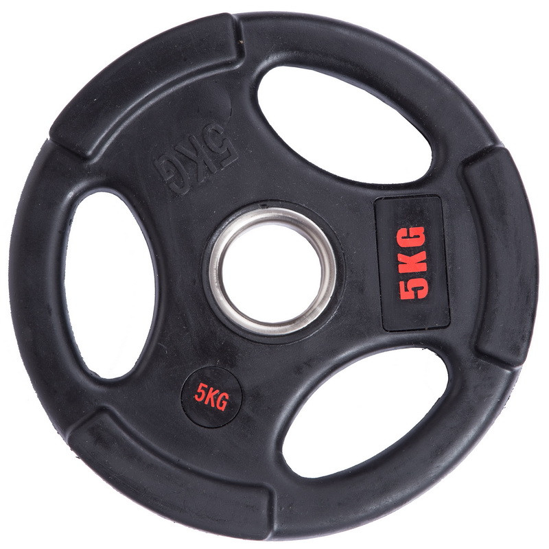 Обгумовані диски для штанги Life Fitness SC-80154B-5 з потрійним хватом і металевою втулкою 5 кг 51 мм