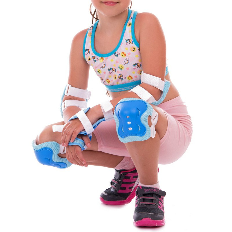 Комплект дитячого захисту Record SK-6328BL наколінники, налокітники та зап'ястя на липучках (S 3-7 років). Блакитний