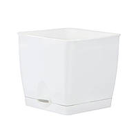 Горщик для квітів 16 см х 16 см білий Юніпласт