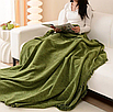 Плед покривало на ліжко, диван чи крісло з матеріалу, який не мнеться 180х130 зелений, фото 2