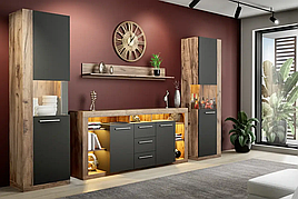 Вітальня (комплект) з ЛДСП Lumiko 2 Artos Design Польща Дуб крафт золотий/Антрацит