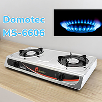 Газовий таганок-плита двоконфорочний Domotec MS-6606 з нержавіючої сталі компактний та зручний у використанні.