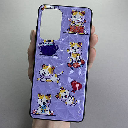 Чохол для Samsung Galaxy A52s 3D з принтом з котиком чохол на телефон самсунг а52с бузковий, фото 1
