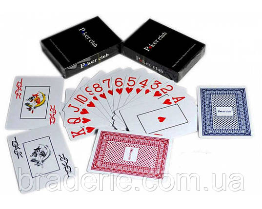 Карти гральні пластикові Poker Club 54 штуки, фото 1