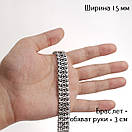 Срібний браслет чоловічий широкий подвійний рамзес (кардинал). Замок коробка. Ширина 1,5 см. Довжина 24 см, фото 7