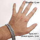 Срібний браслет чоловічий широкий подвійний рамзес (кардинал). Замок коробка. Ширина 1,5 см. Довжина 24 см, фото 2