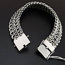 Срібний браслет чоловічий широкий подвійний рамзес (кардинал). Замок коробка. Ширина 1,5 см. Довжина 24 см, фото 6