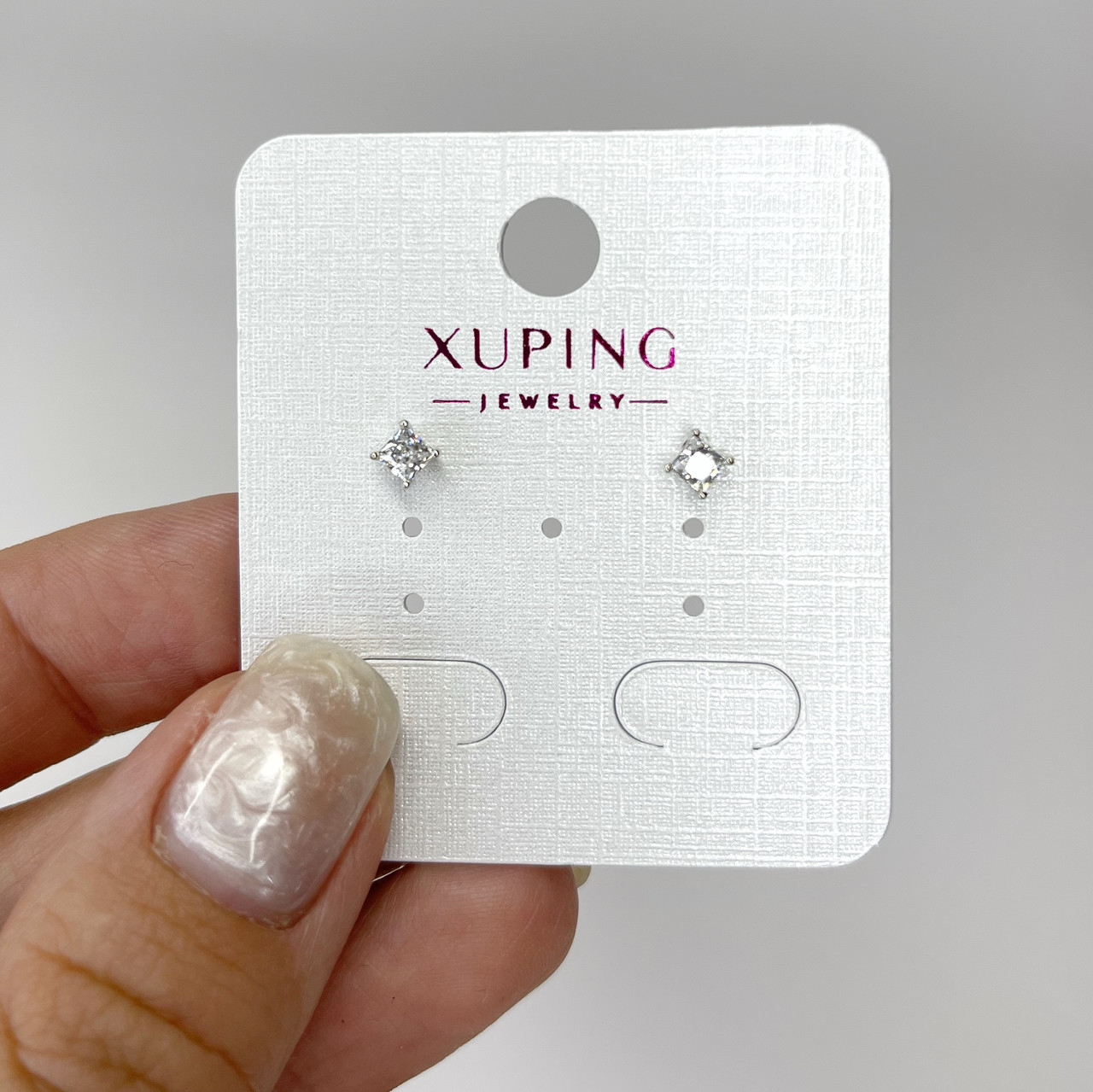 Сережки родій Xuping Ювелірна біжутерія Пусети гвоздики маленькі цирконій Сріблястий 3.5 мм S15255