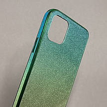 Чохол для Apple iPhone 11 Pro Max скляний з блискітками чохол на телефон айфон 11 про макс бірюзовий P9U, фото 3