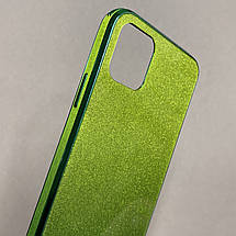 Чохол для Apple iPhone 11 Pro Max скляний з блискітками чохол на телефон айфон 11 про макс салатовий P9U, фото 3