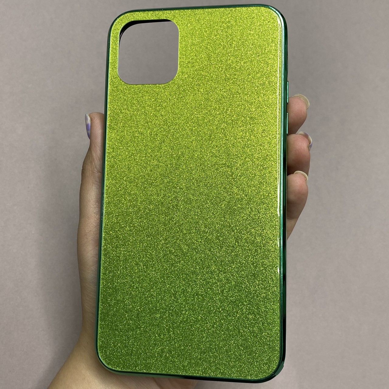 Чохол для Apple iPhone 11 Pro Max скляний з блискітками чохол на телефон айфон 11 про макс салатовий P9U