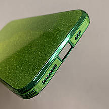 Чохол для Apple iPhone 11 Pro скляний з блискітками чохол на телефон айфон 11 про салатовий P9U, фото 4
