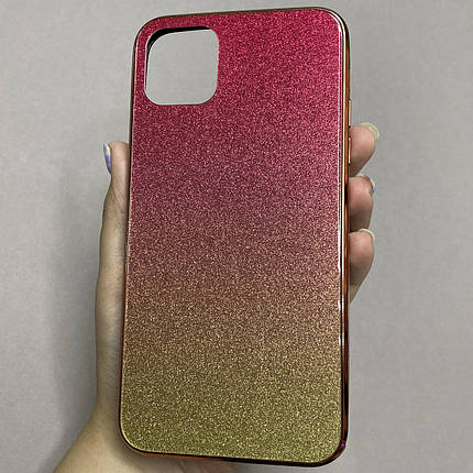 Чохол для Apple iPhone 11 Pro Max скляний з блискітками чохол на телефон айфон 11 про макс червоний P9U, фото 1