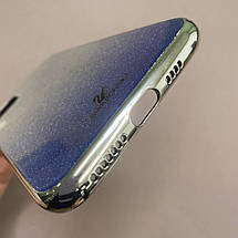 Чохол для iPhone 11 Pro Max скляний чохол з блискітками на телефон айфон 11 про макс синій q9u, фото 4