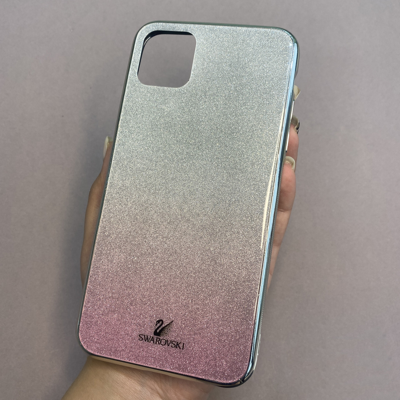 Чохол для iPhone 11 Pro Max скляний чохол з блискітками на телефон айфон 11 про макс рожевий q9u