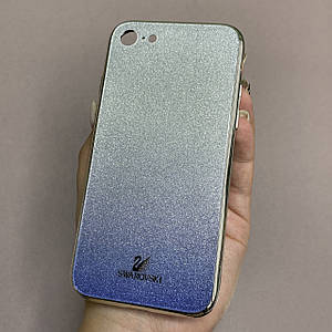 Чохол для Apple iPhone 8 скляний чохол з блискітками на телефон айфон 8 синій q9u