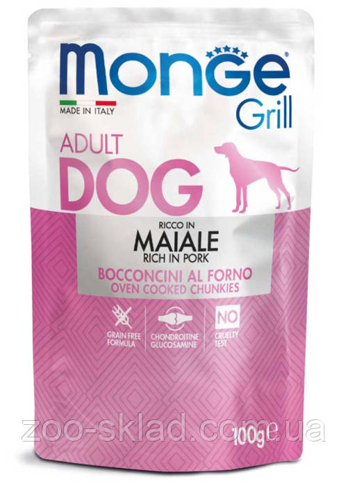 Monge DOG Pouch Grill Pork для дорослих собак, з свинини 100г 70013147