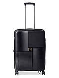 Валіза середня M поліпропілен чорна 66х46х27(+5)см/84л/3.7кг/Snowball, фото 2