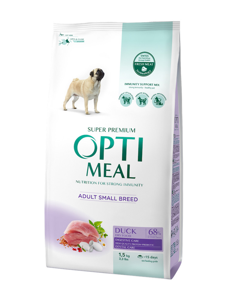 Optimeal DOG Adult Small Duck для собак малых пород с уткой 1,5кг, фото 1