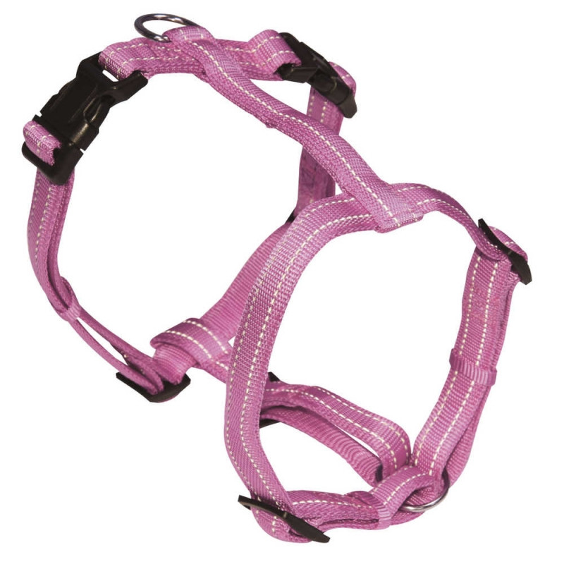 Шлея Croci SOFT REFLECTIVE H-образна рожева світловідбиваюча, мякий нейлон, 2x50-65см C5079899