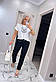 Костюм завужені штани та біла футболка з принтом на грудях (р. 42-52) 44KO3667, фото 8