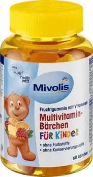 Вітаміни ведмедики Mivolis Multivitamin Barchen fur Kinder 60 шт. Німеччина