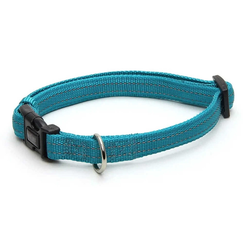 Нашийник Croci SOFT REFLECTIVE голубий світловідбиваючий, мякий нейлон, 40-65х2,5см C5079825, фото 1